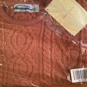 Rare Aran Crafts  NWT100% Merino Wool  Irish  Knit  Pullover Pumpkin extra large